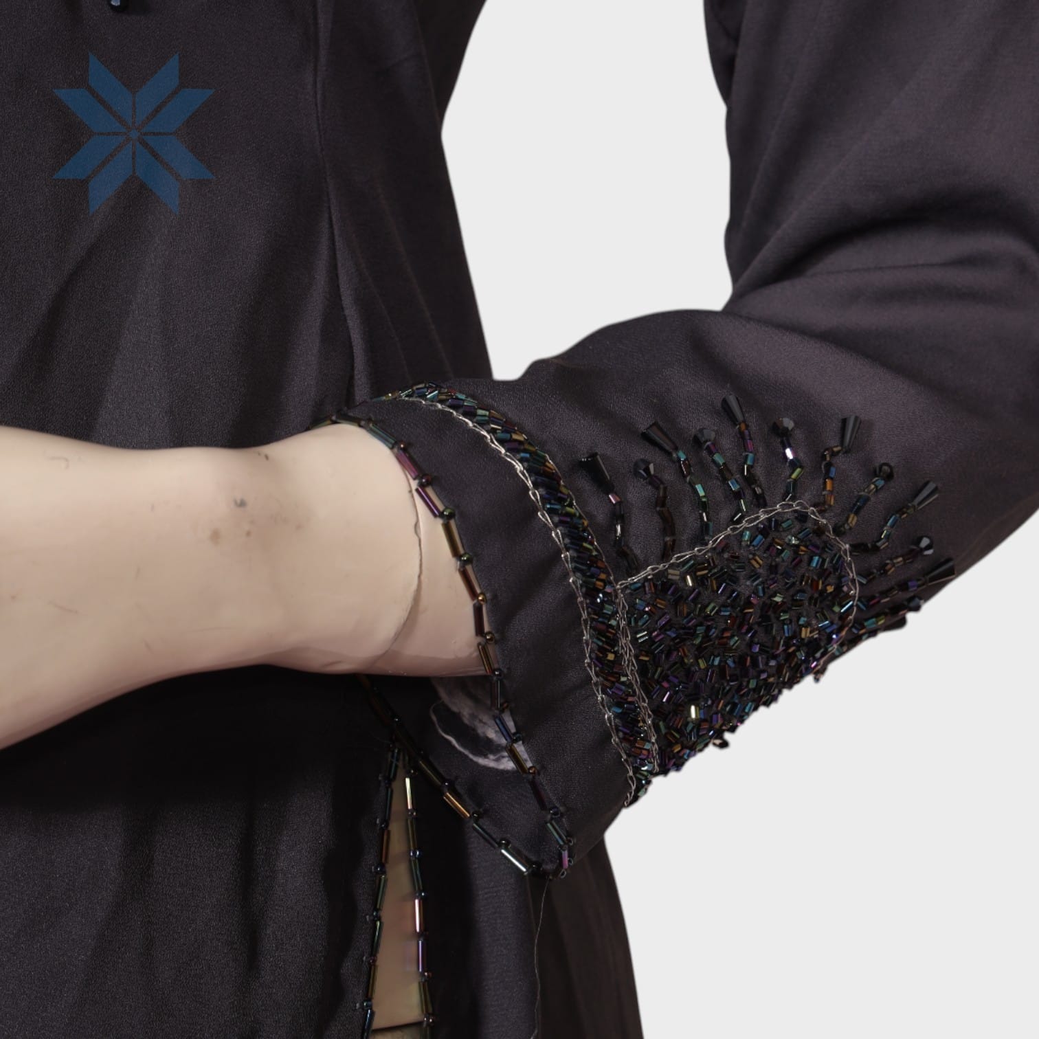 Black Hand-Embroidered Semi-Formal Tunic Dress