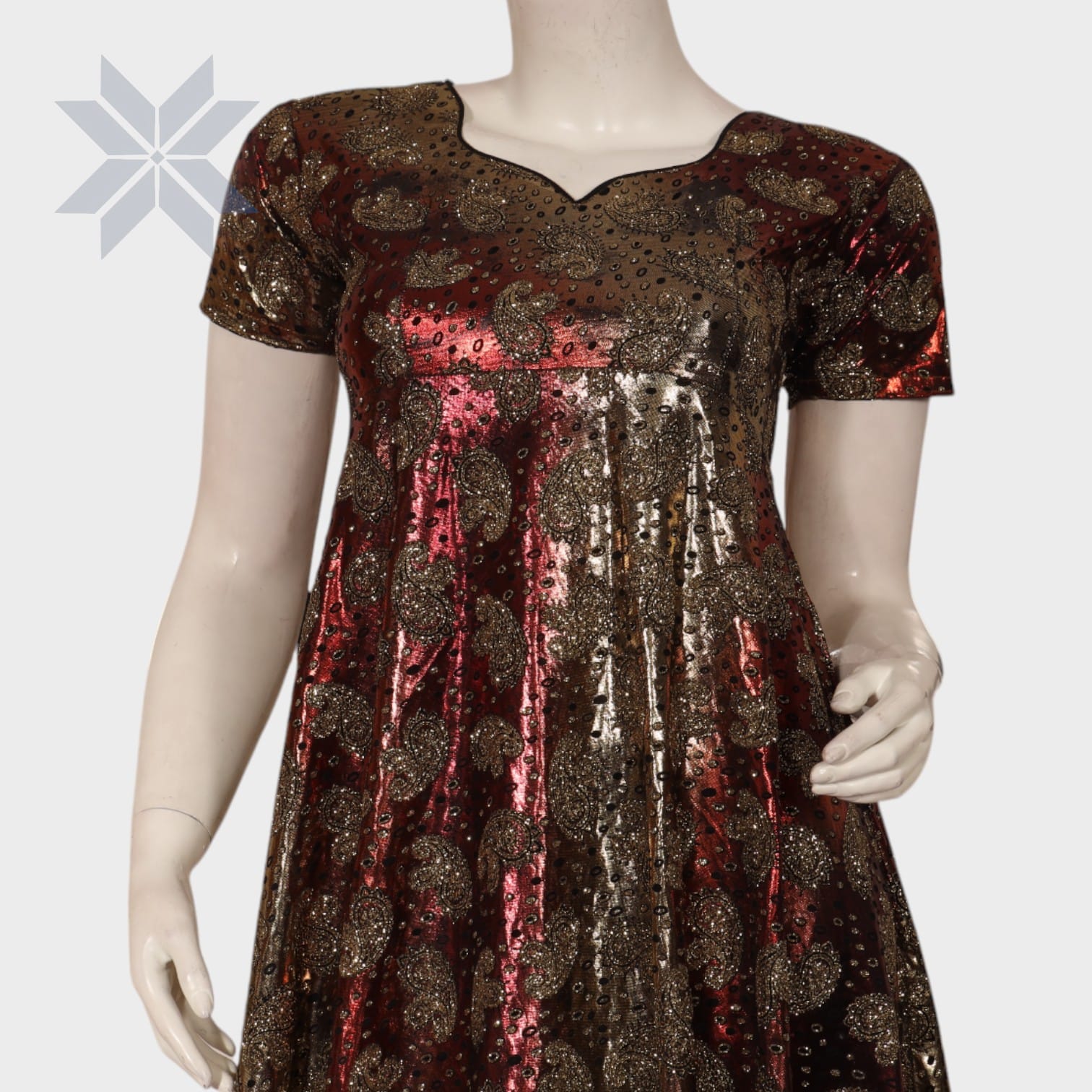 Crimson Shine Embellished Long Dress Set