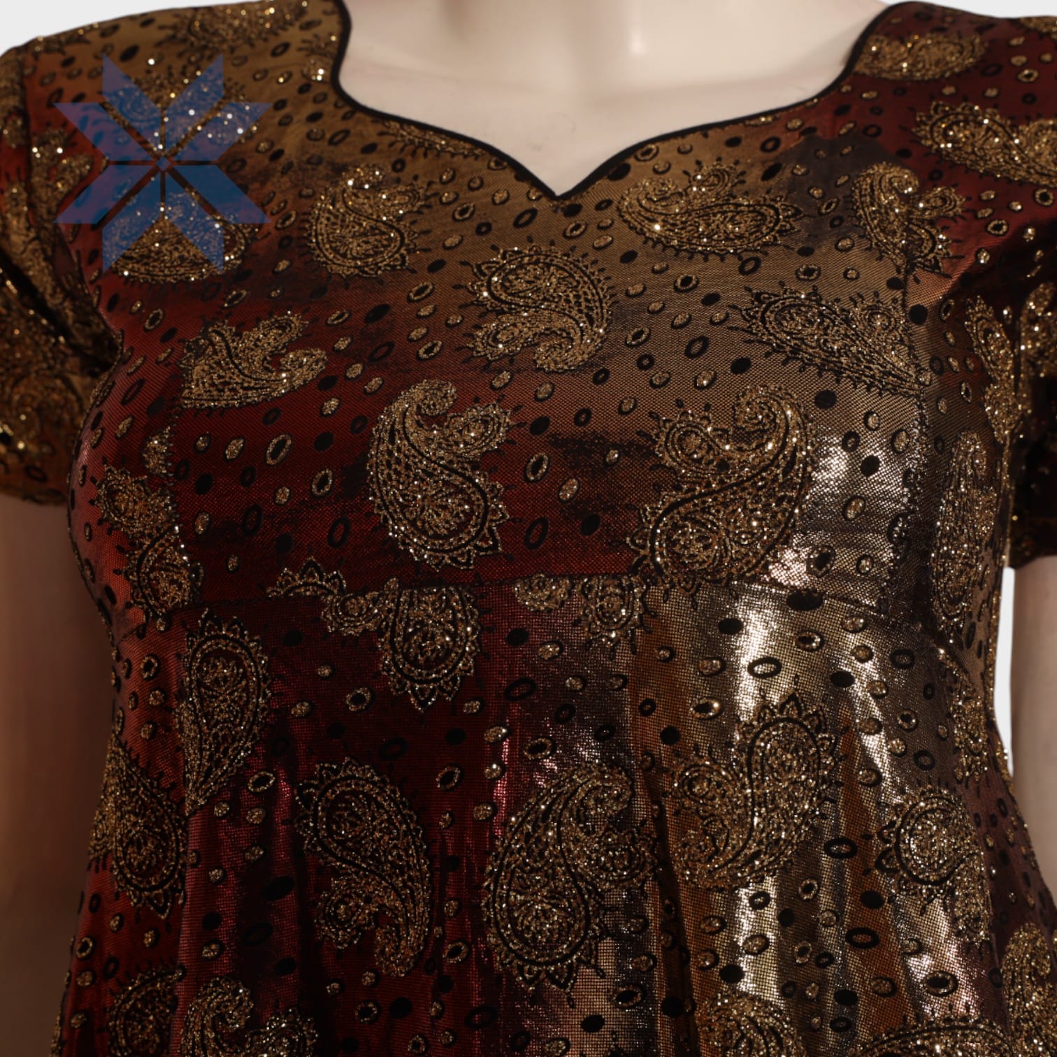 Crimson Shine Embellished Long Dress Set