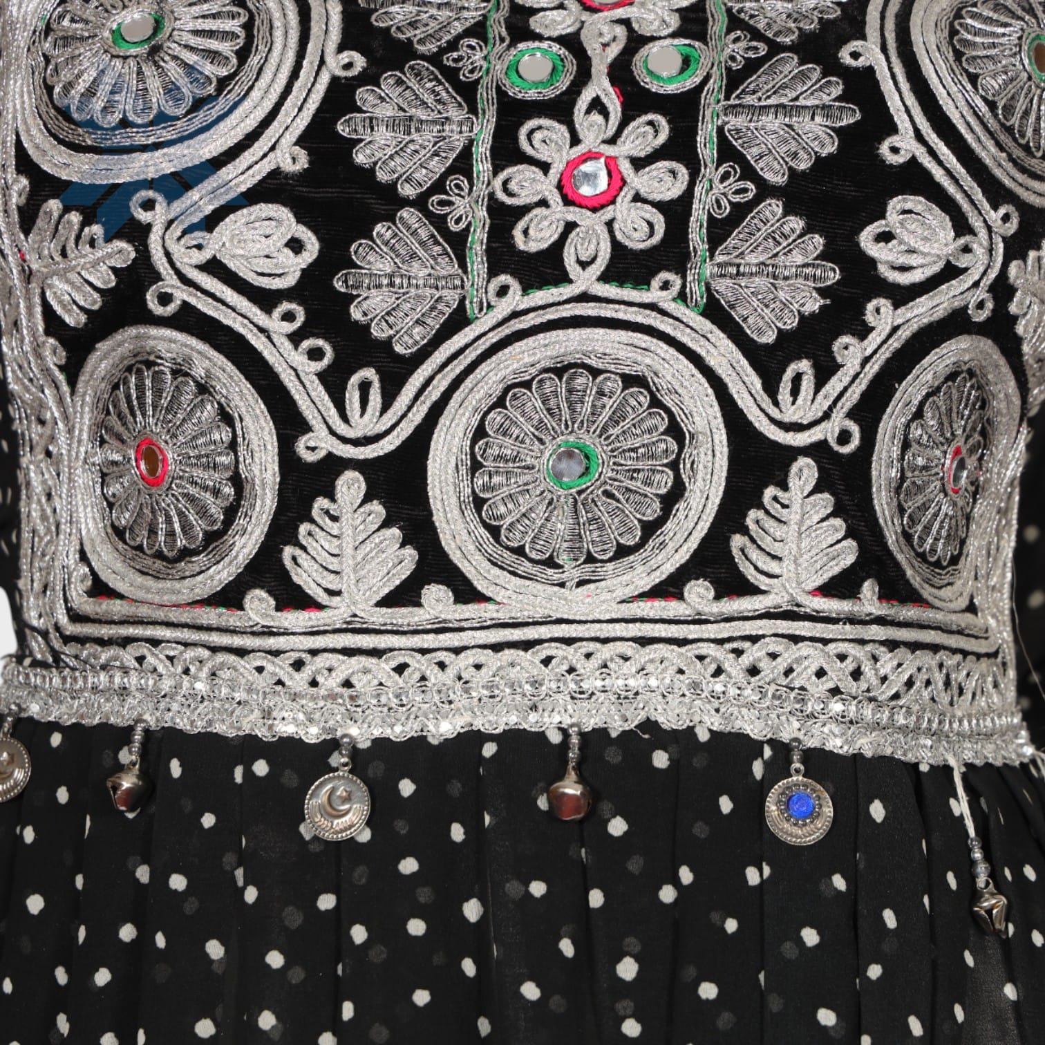 Midnight Dots Embroidered Afghani Set