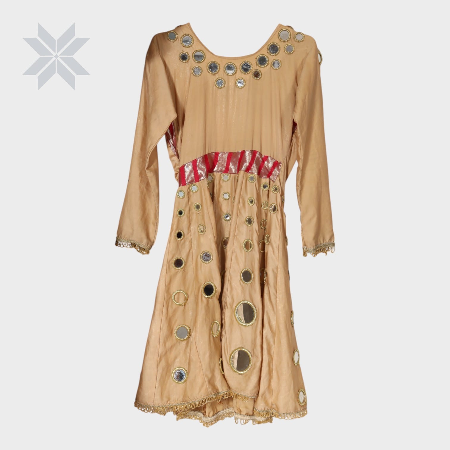 Golden Mirror-Embellished Traditional Dress