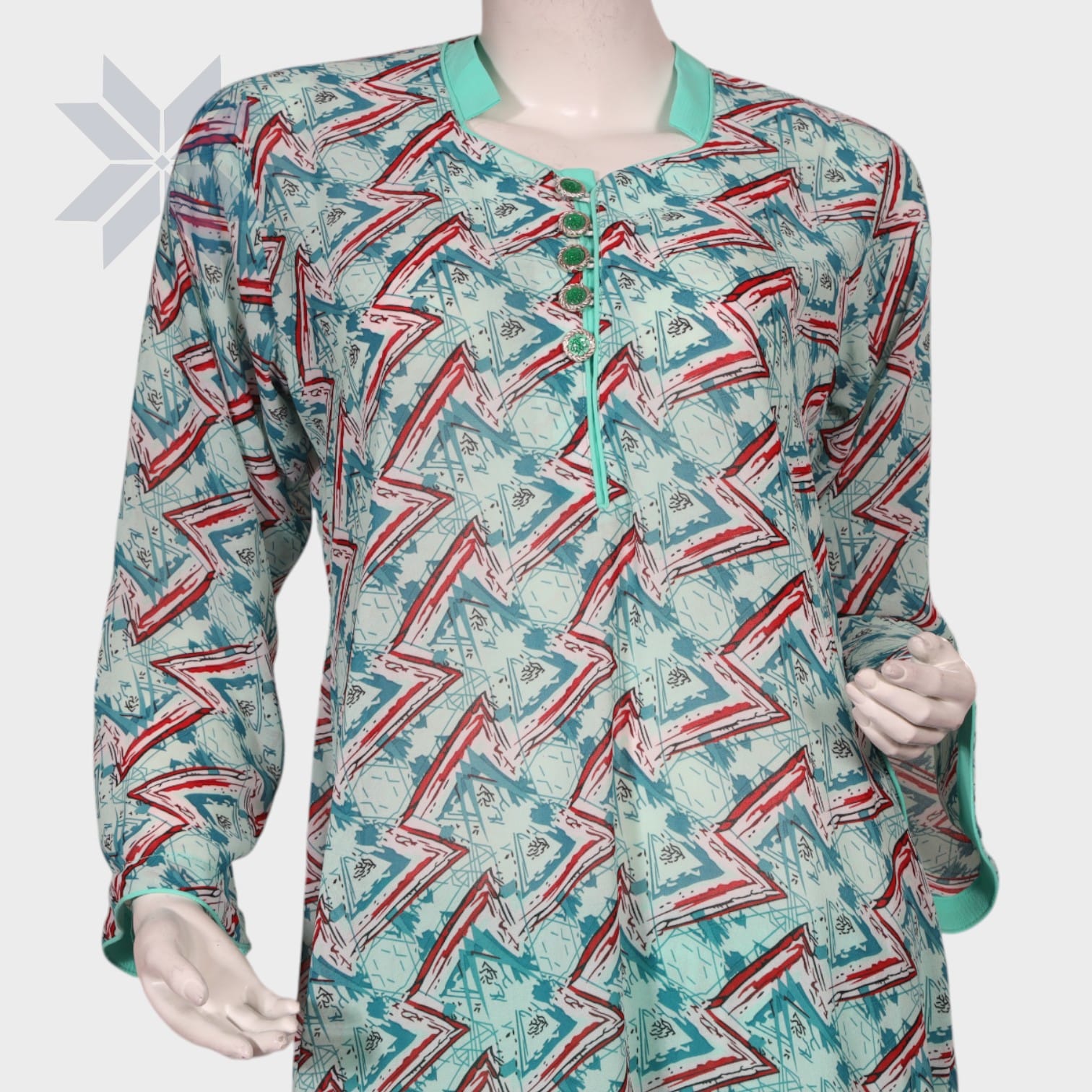  Aqua Geo Printed Casual Set