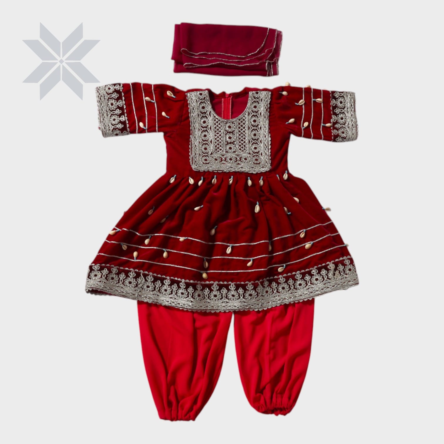 Gul Pari Red Baby Dress Set