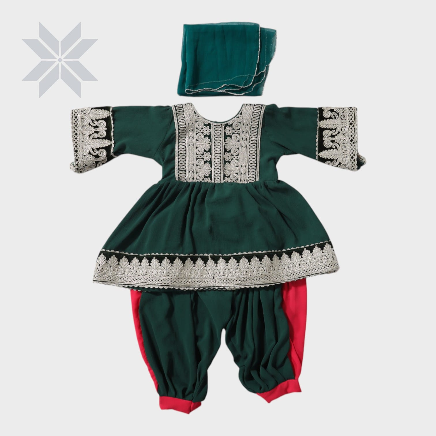 Zohra Emerald Green Baby Dress Set