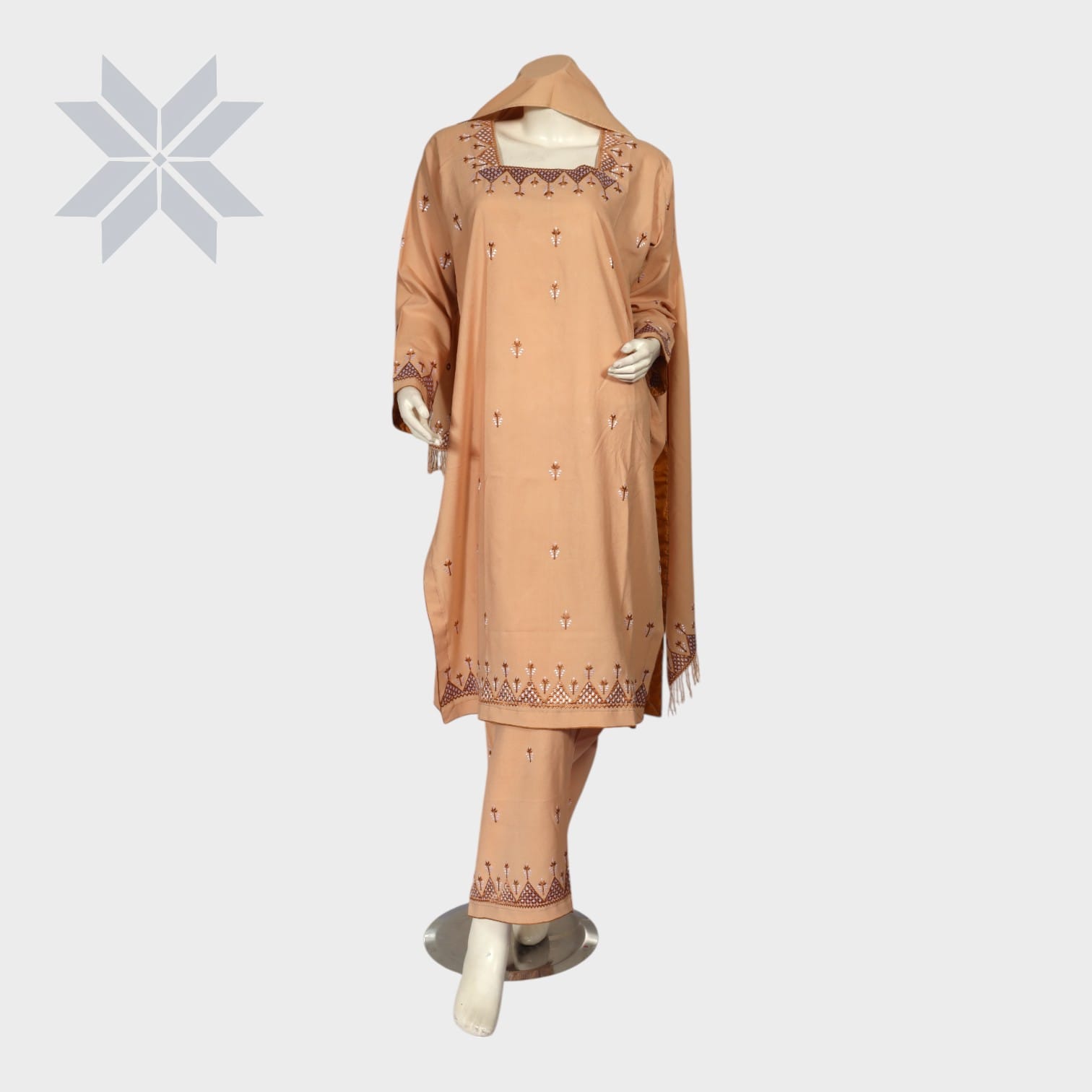 Gulnaar Peach Embroidered Set