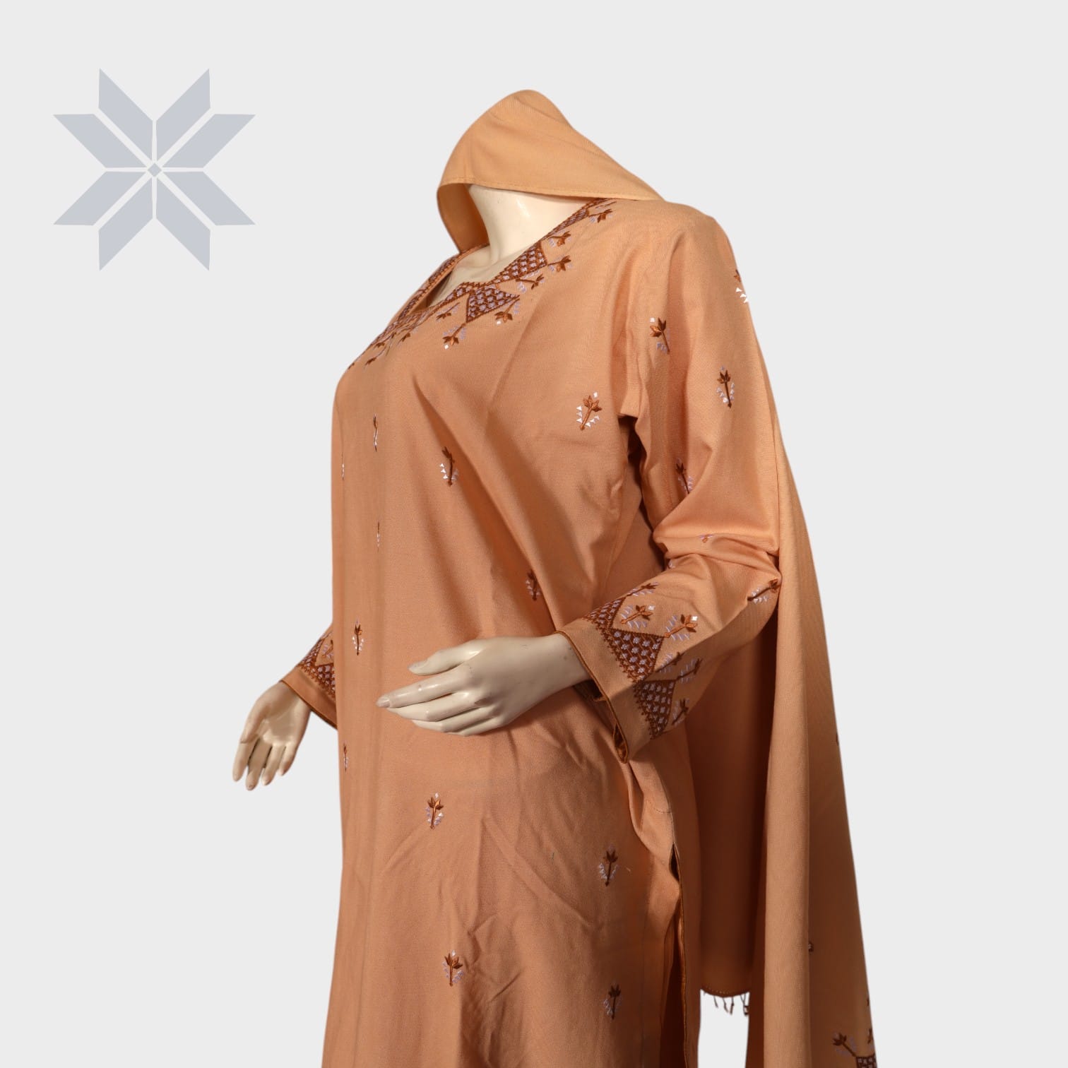 Gulnaar Peach Embroidered Set