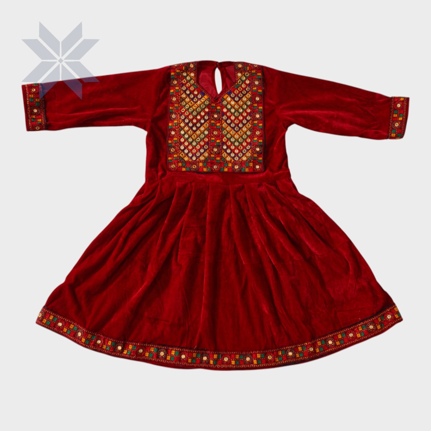 Suraya Red Velvet Embroidered Frock