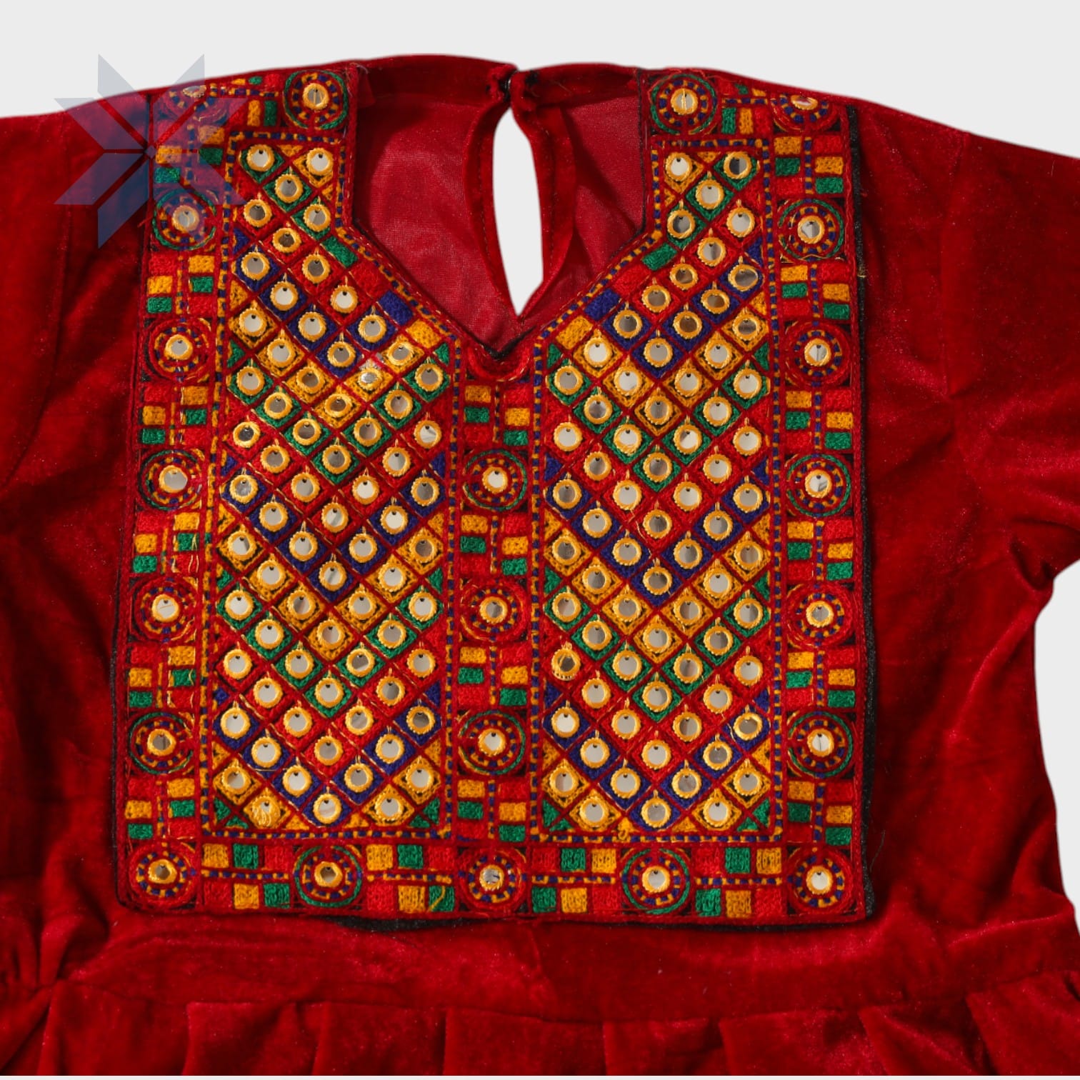 Suraya Red Velvet Embroidered Frock