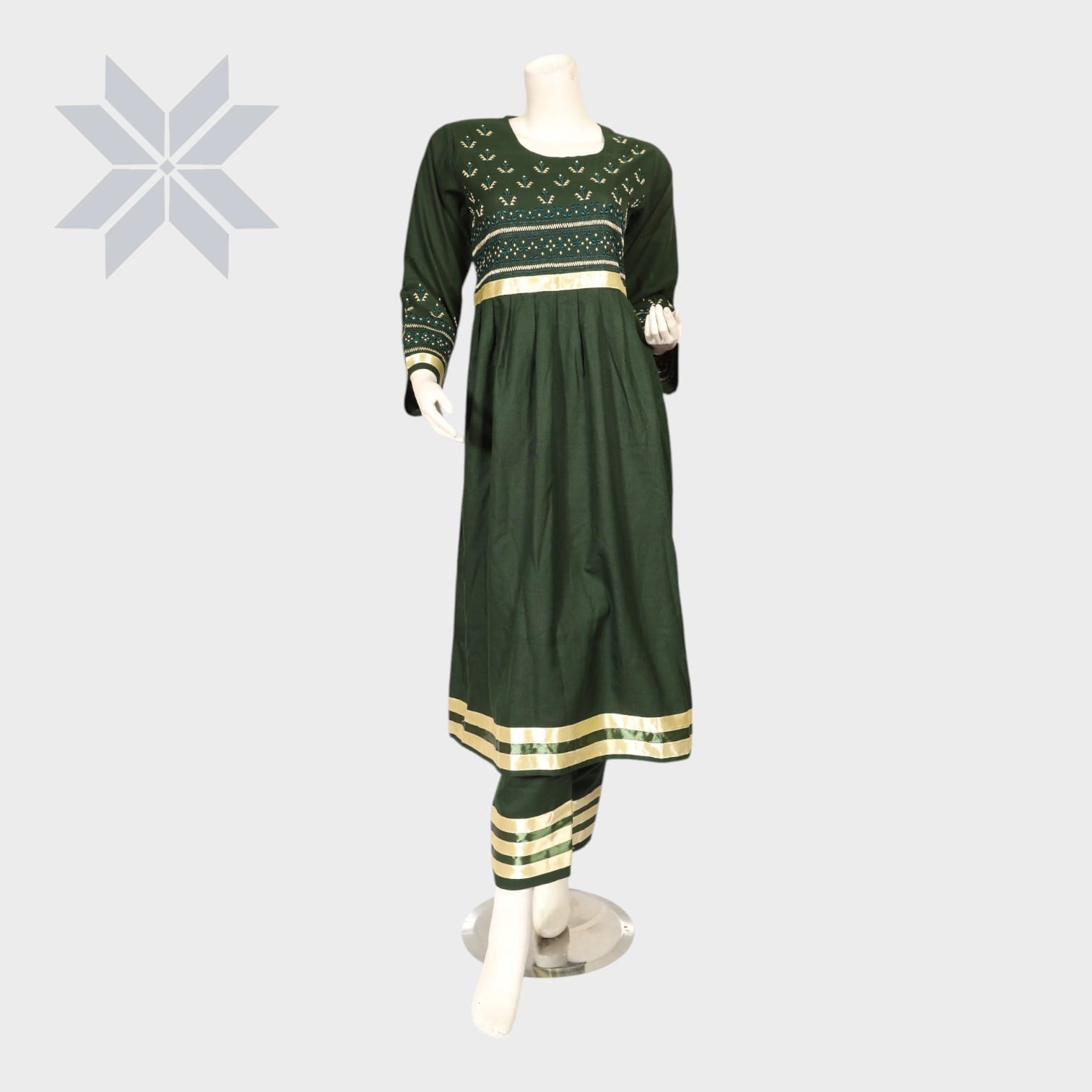 Laili Olive Green Embroidered Set