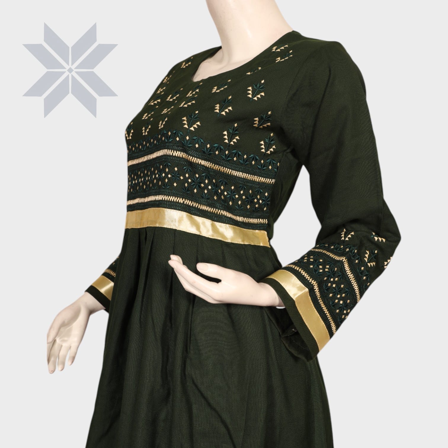 Laili Olive Green Embroidered Set
