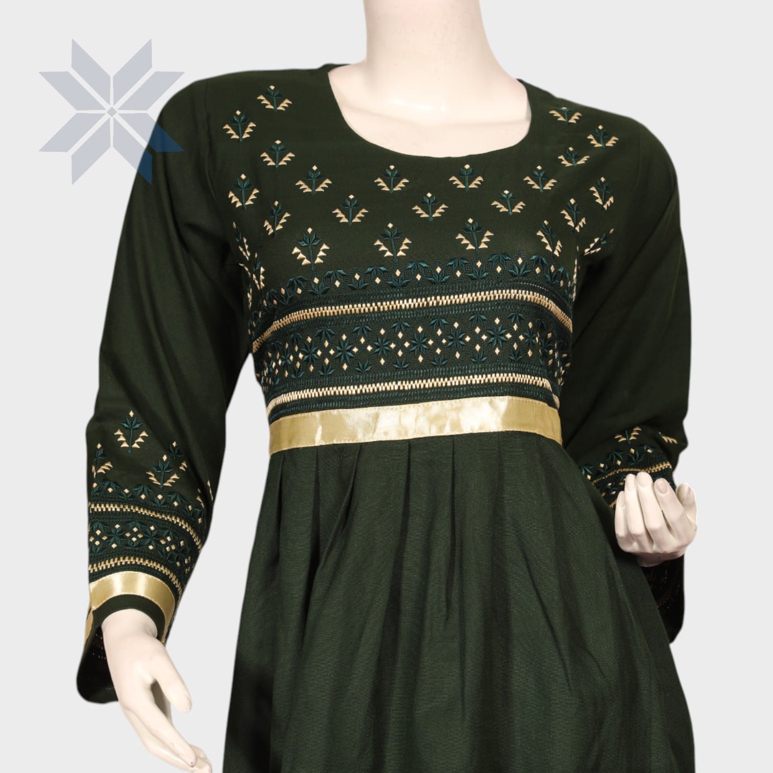 Laili Olive Green Embroidered Set