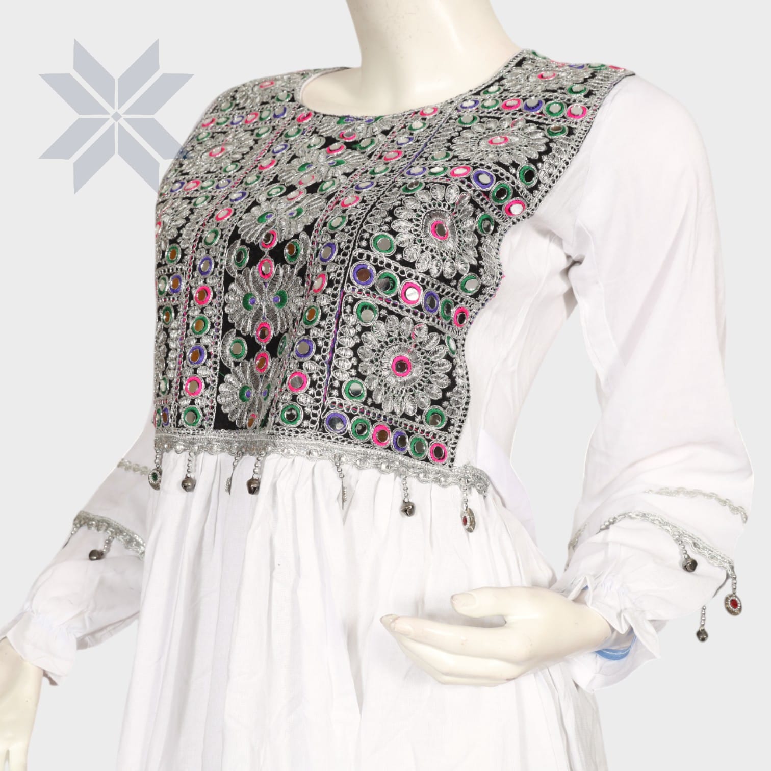 Zareen White Embroidered Midi Dress