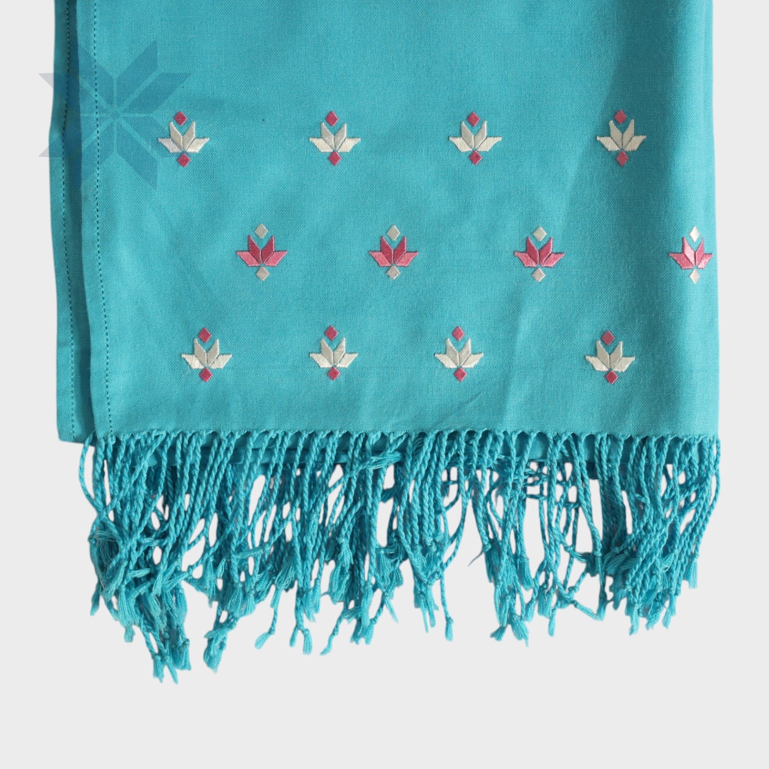 Bahar Turquoise Embroidered Scarf