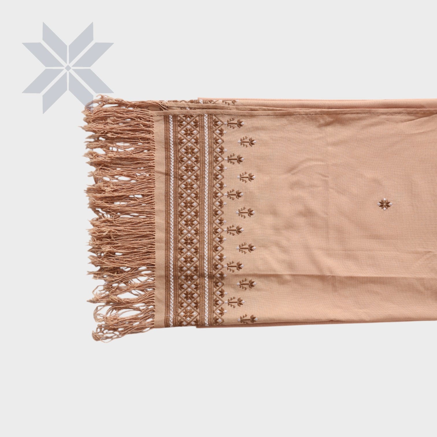 Sahar Tan Embroidered Fringed Dupatta