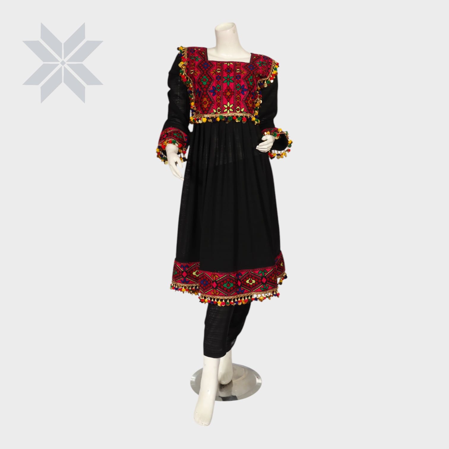 Kuchi Midnight Charm Embroidered Dress