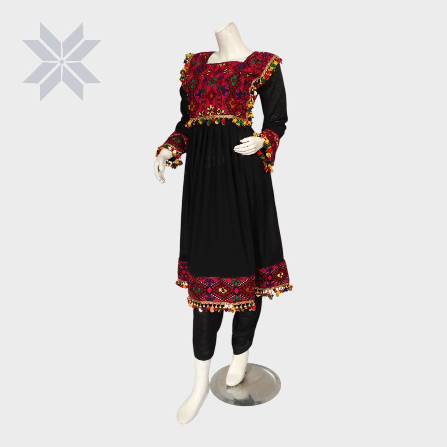 Kuchi Midnight Charm Embroidered Dress