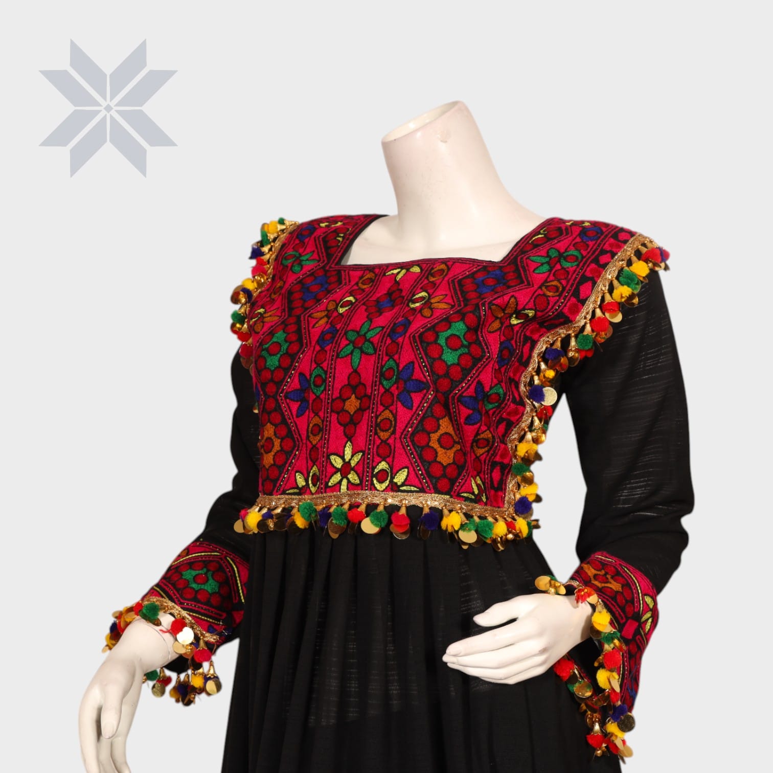 Kuchi Midnight Charm Embroidered Dress