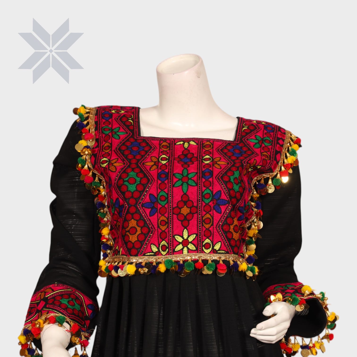 Kuchi Midnight Charm Embroidered Dress