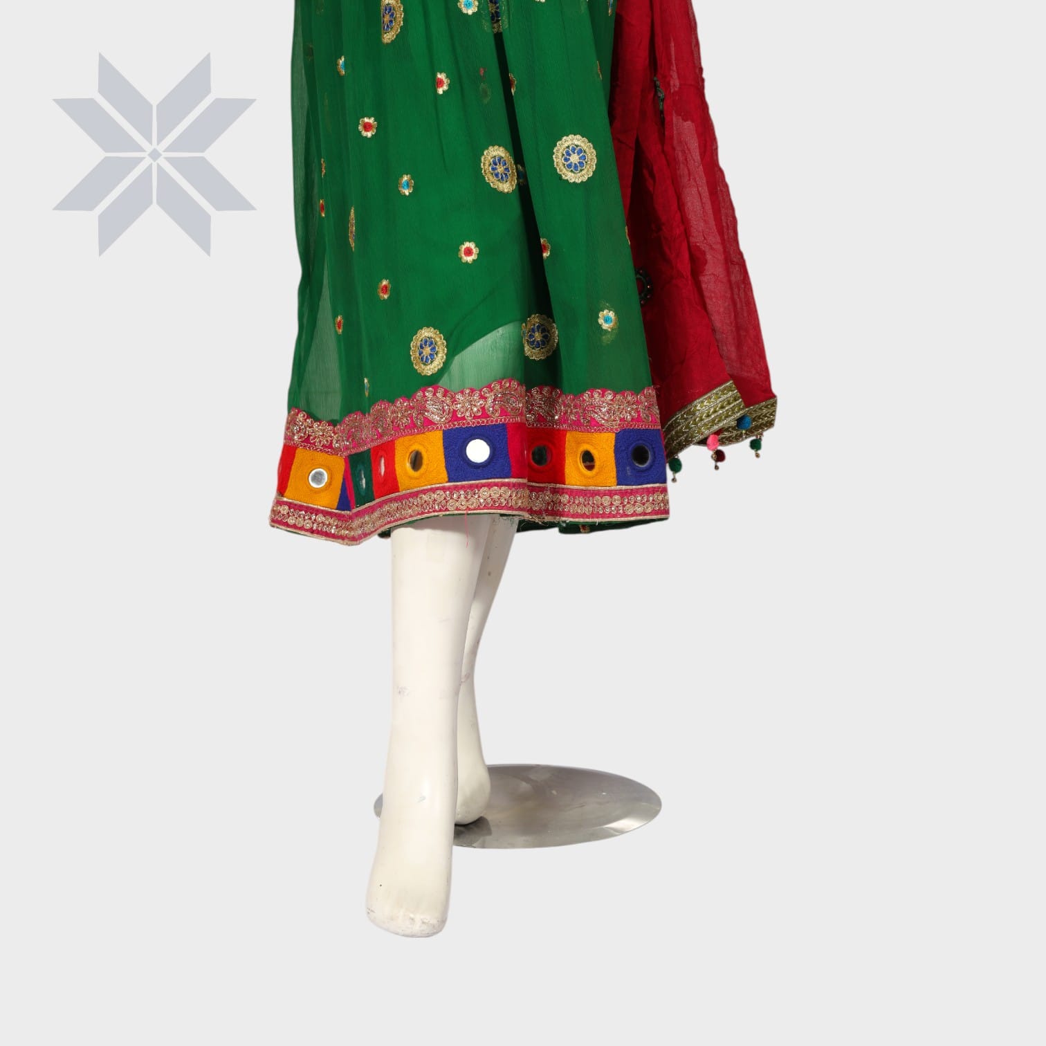 Laili Patchwork Green Afghani Dress