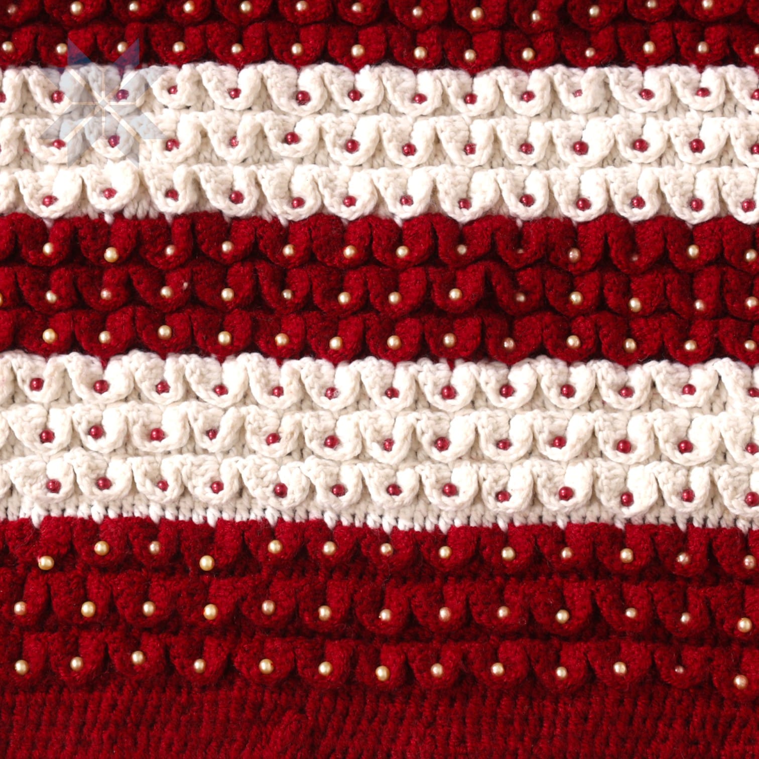 Zarnigar Crochet Tote – Red & Pearl Stripe