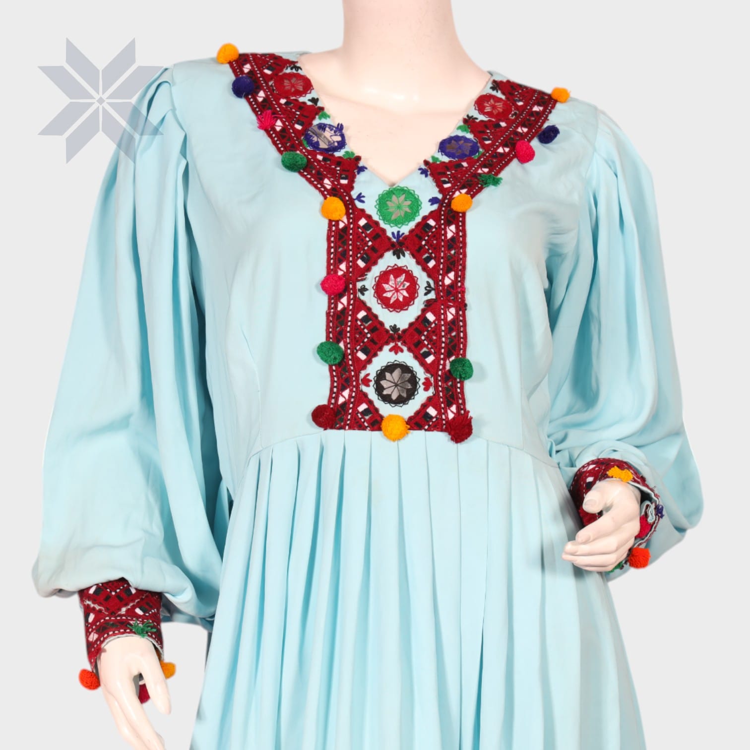 Bahara Embroidered Sky Blue Dress