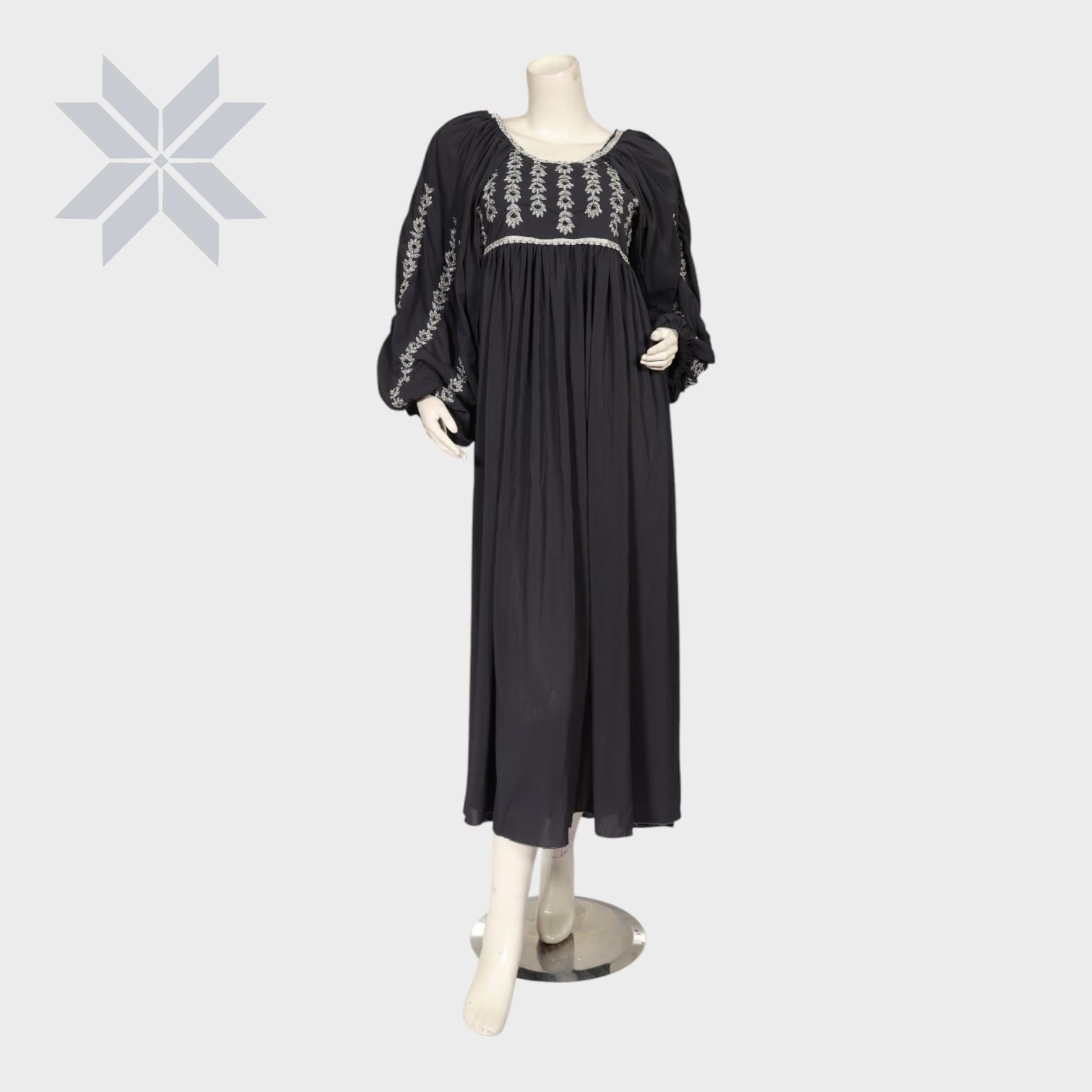 Zareen Black Embroidered Maxi Dress