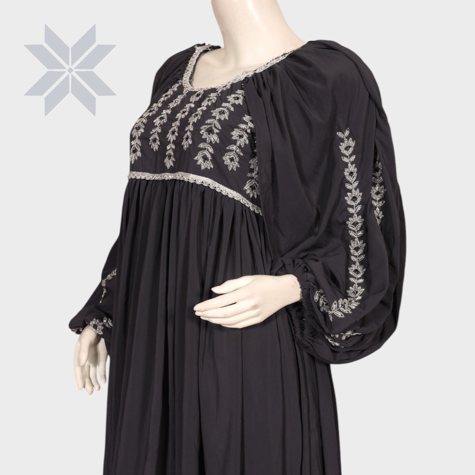 Zareen Black Embroidered Maxi Dress