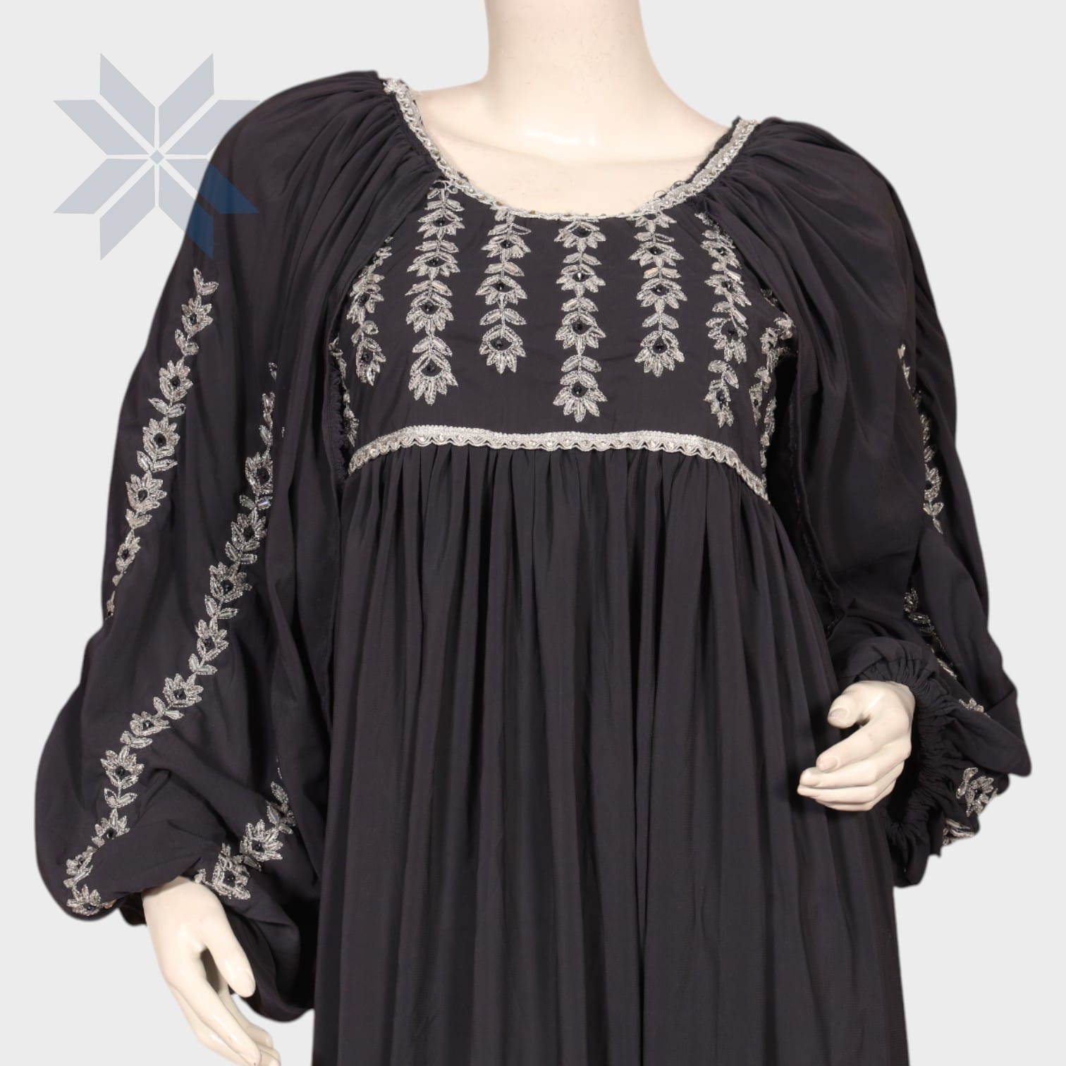 Zareen Black Embroidered Maxi Dress