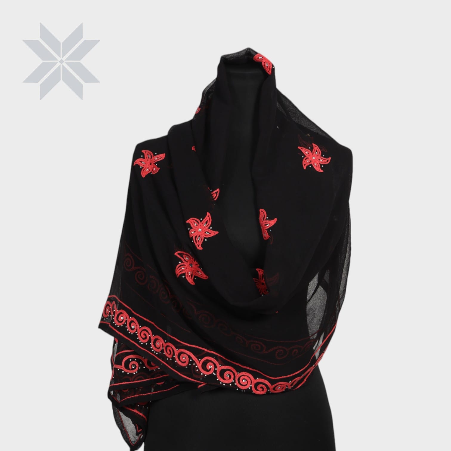 Crimson Petal Chiffon Shawl