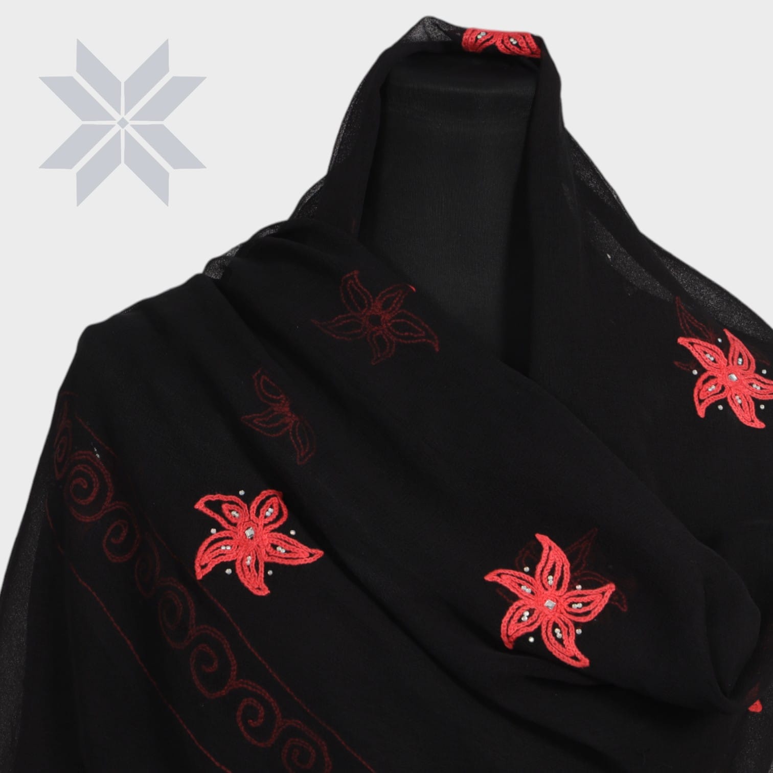 Crimson Petal Chiffon Shawl