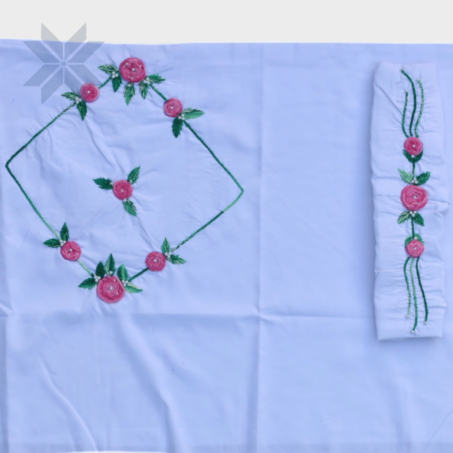 Blush Bloom Embroidered Pillow & Sheet BabySet