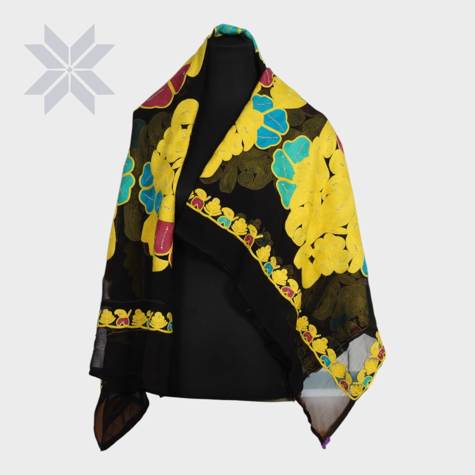Sunburst Garden Embroidered Shawl