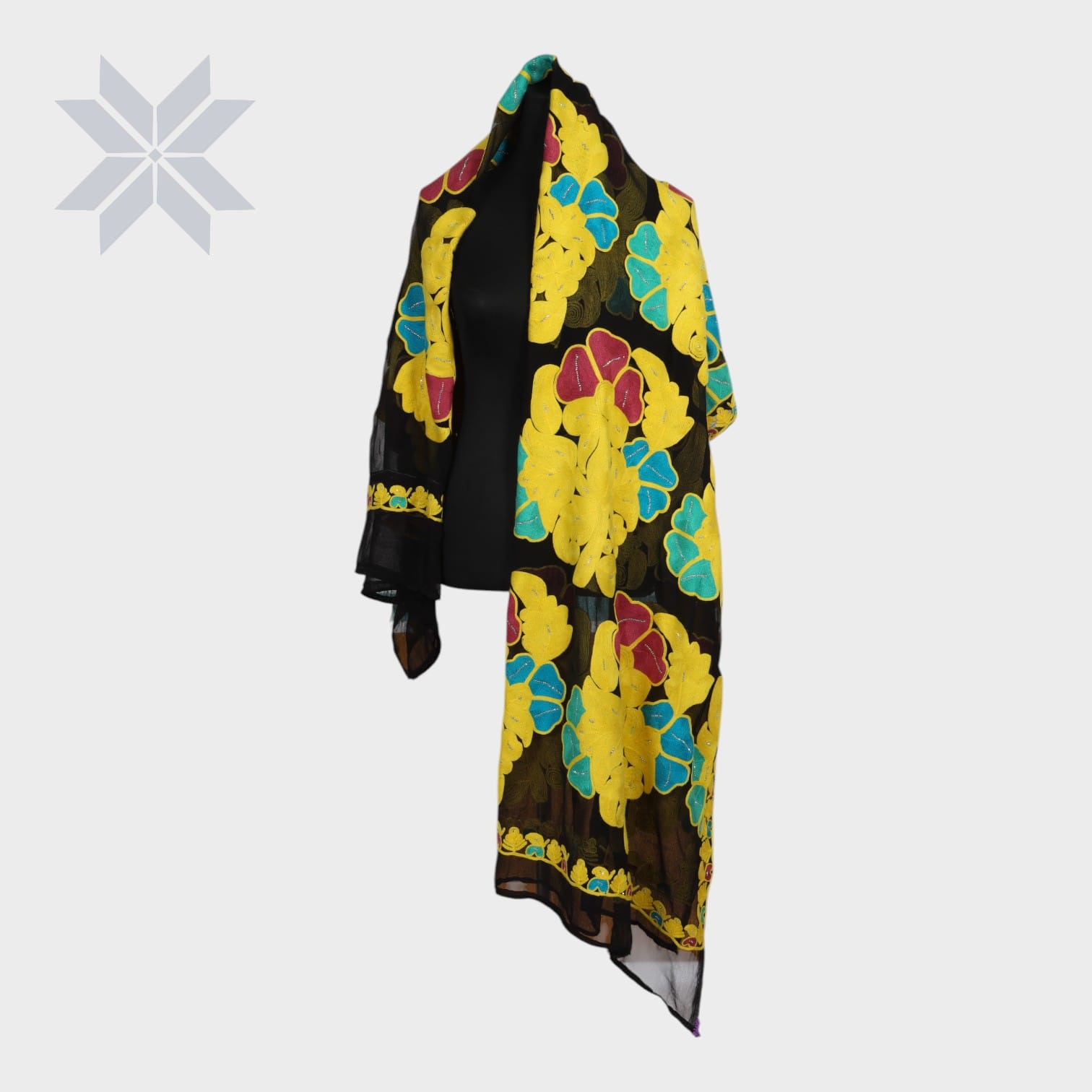 Sunburst Garden Embroidered Shawl