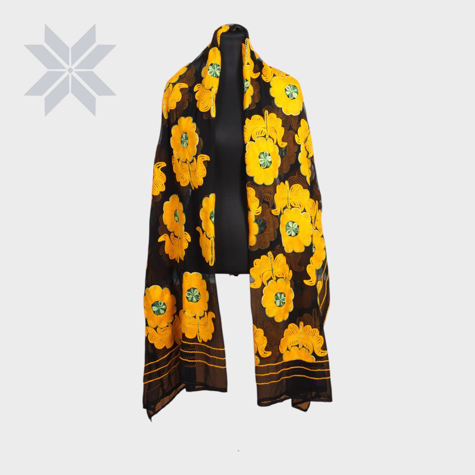 Golden Orchard Embroidered Shawl