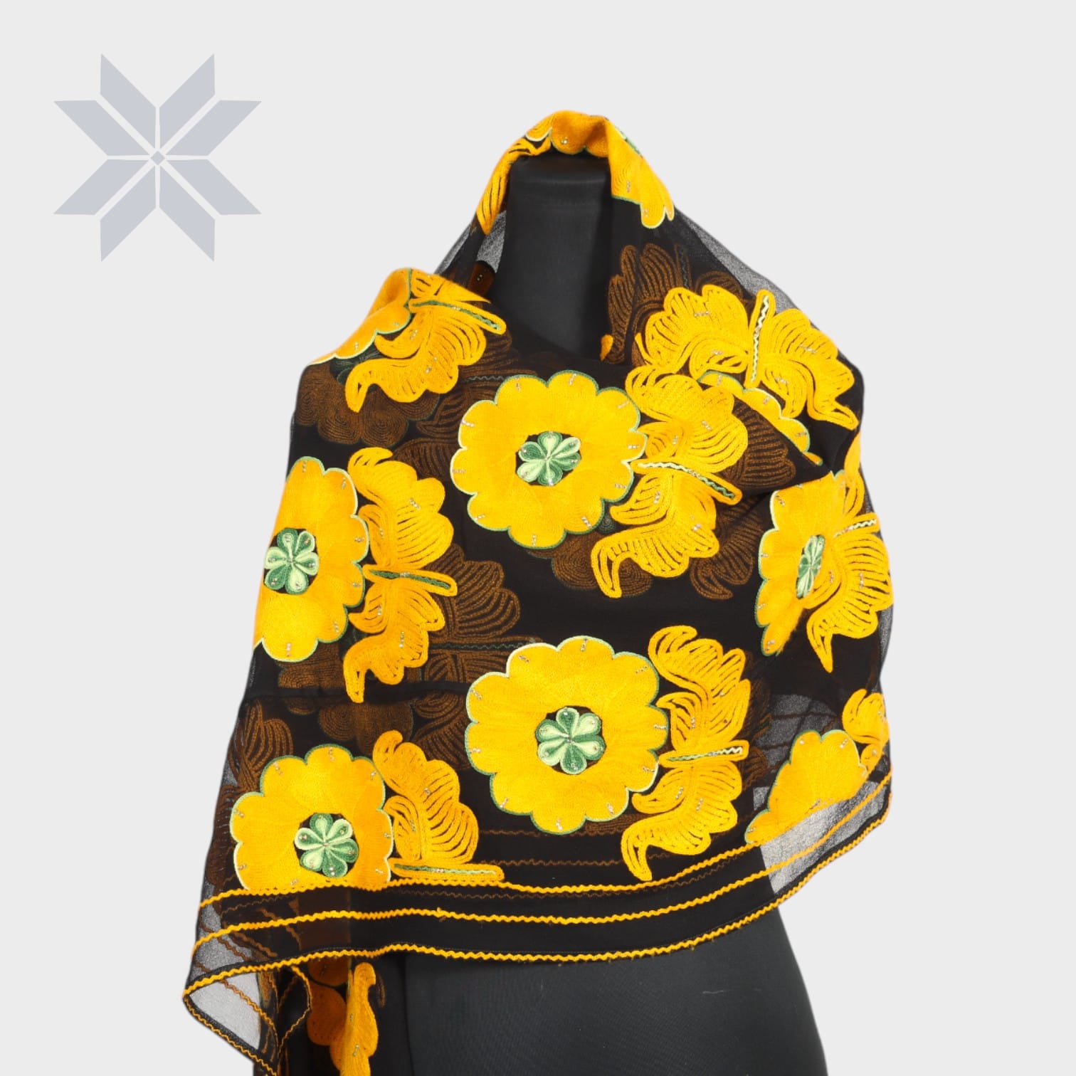 Golden Orchard Embroidered Shawl