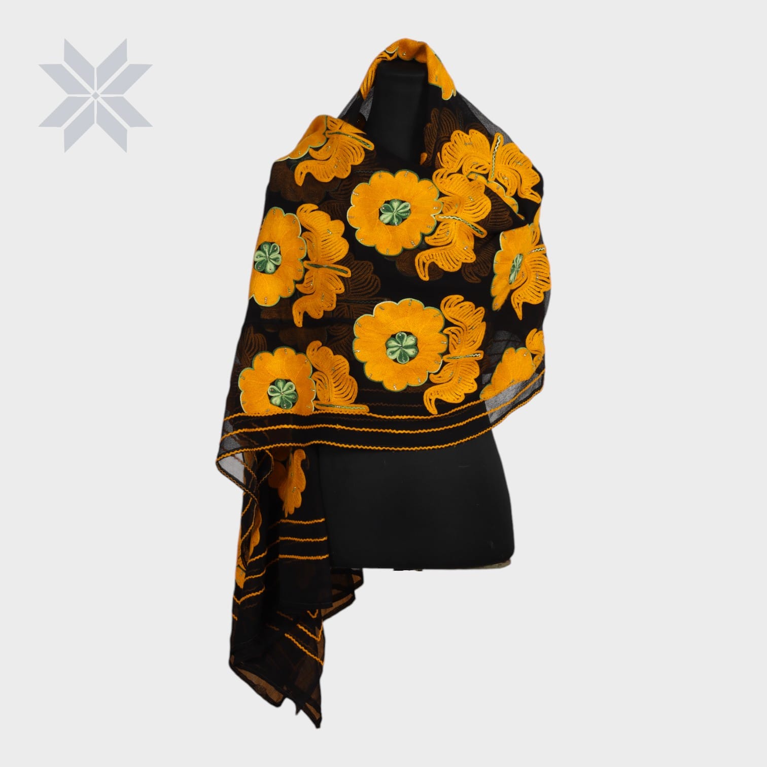 Amber Blossom Embroidered Shawl