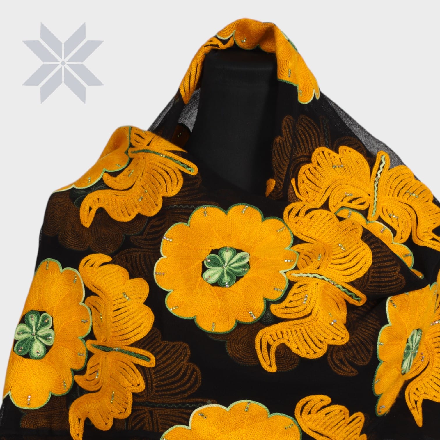 Amber Blossom Embroidered Shawl