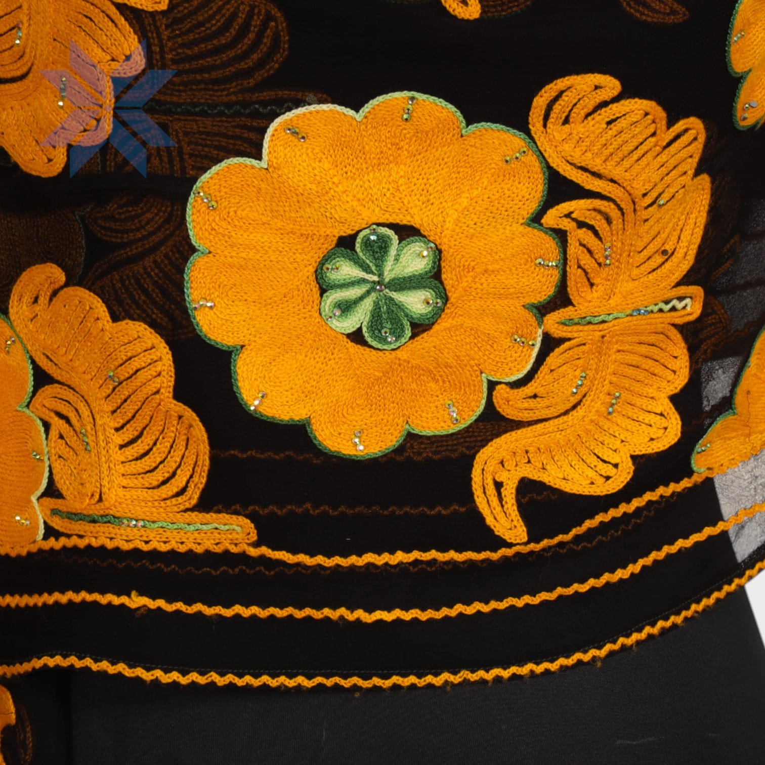 Amber Blossom Embroidered Shawl