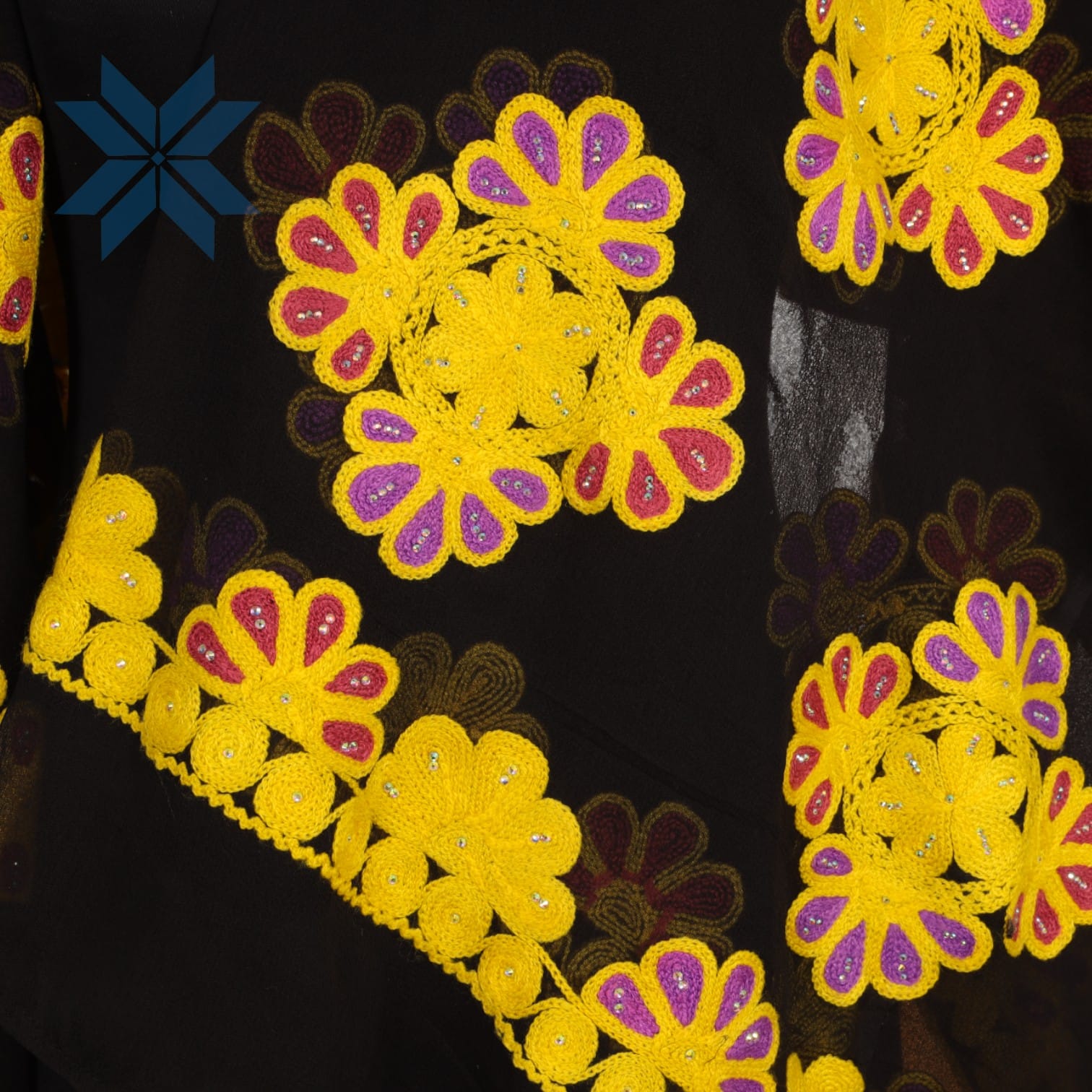 Sunflare Bloom Embroidered Shawl
