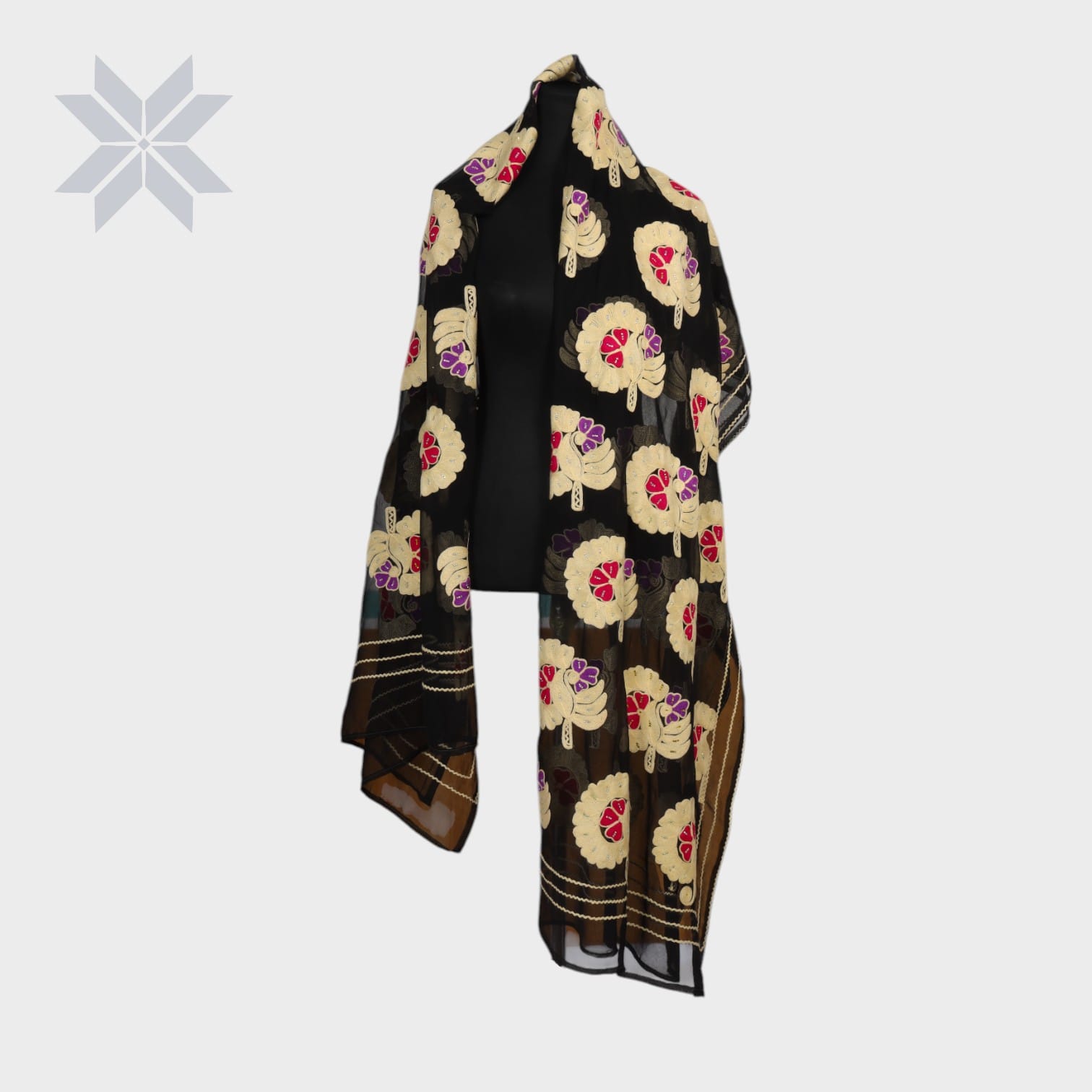Petal Charm Embroidered Shawl