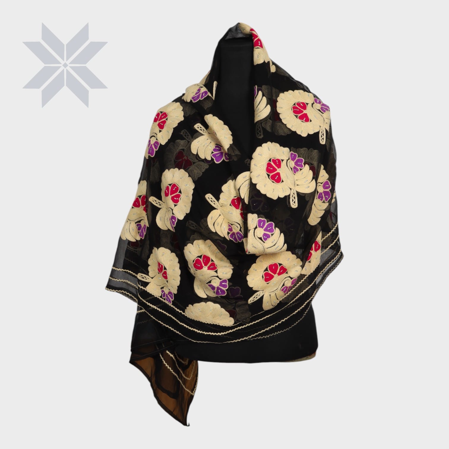 Petal Charm Embroidered Shawl