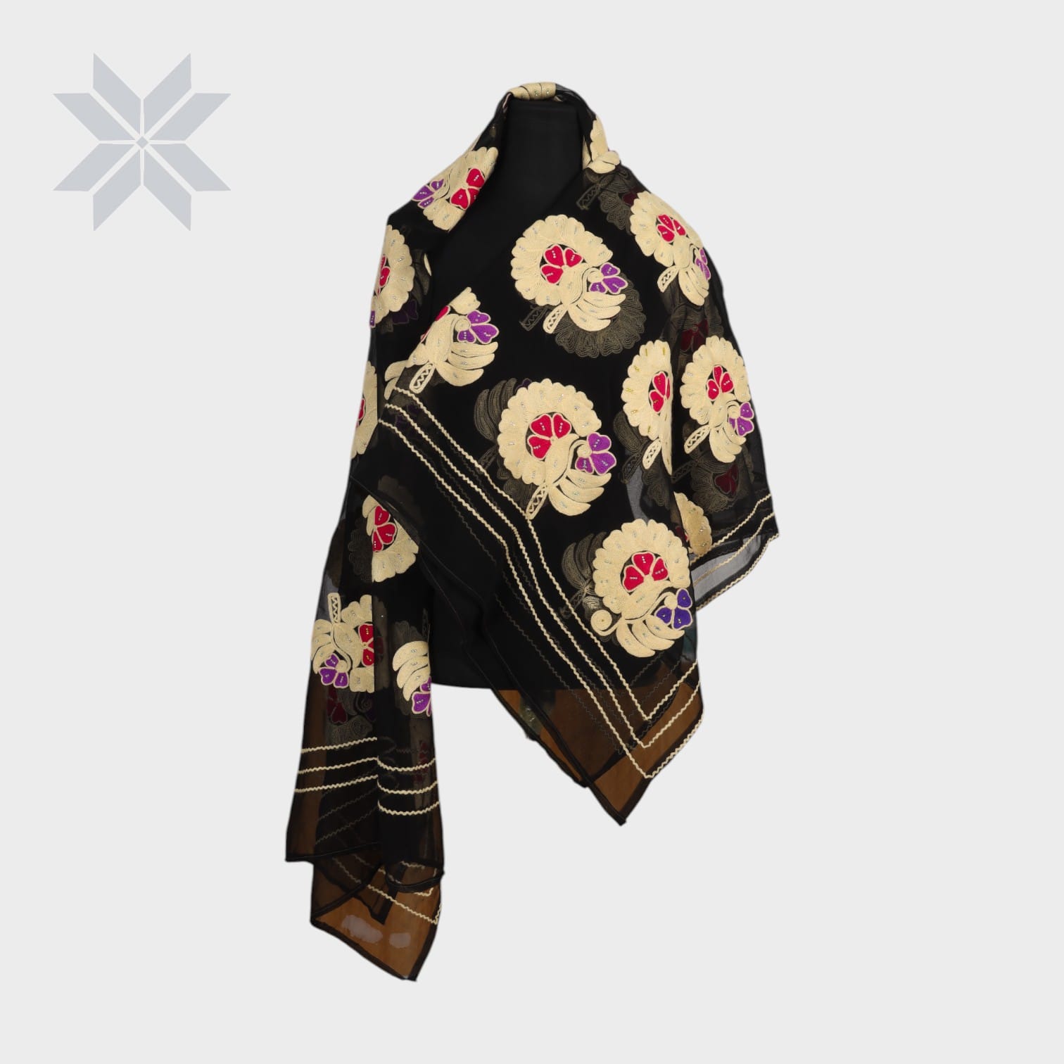 Petal Charm Embroidered Shawl