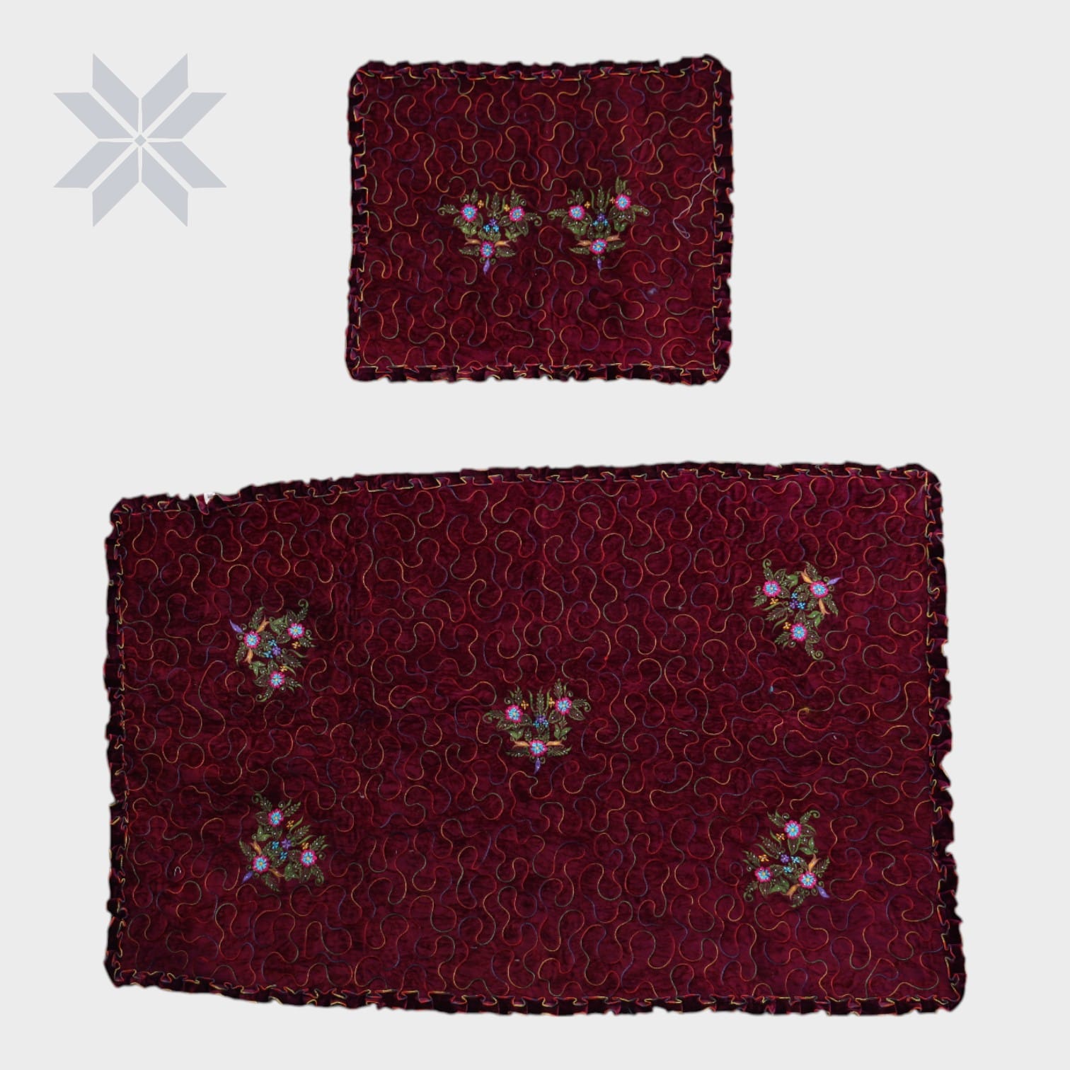 Crimson Bloom Cushion & Mat Set