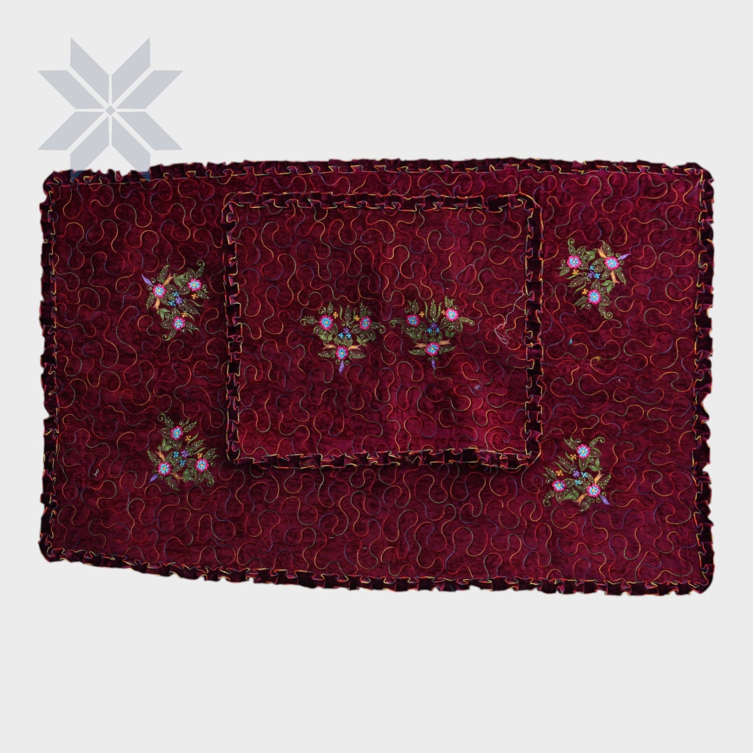 Crimson Bloom Cushion & Mat Set