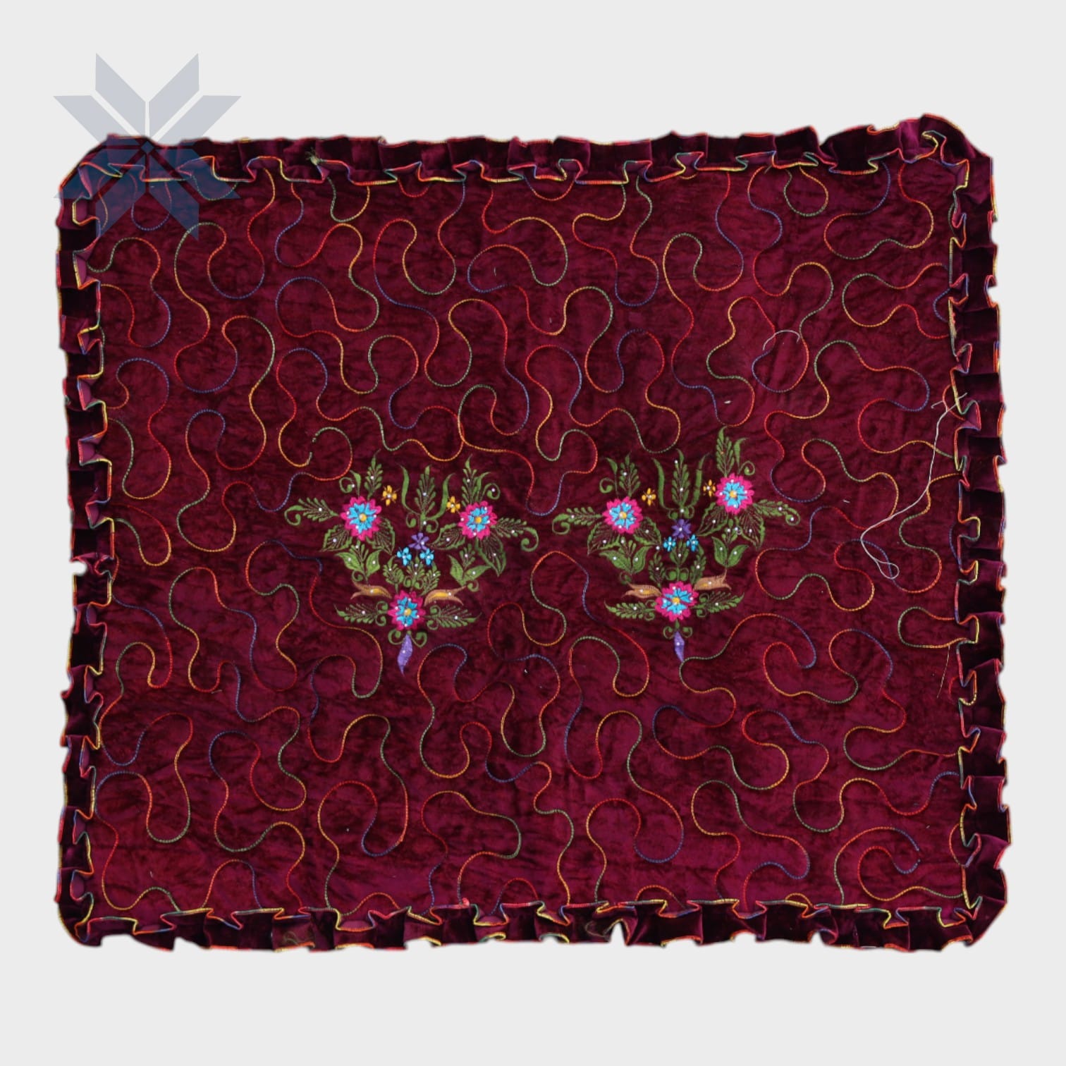 Crimson Bloom Cushion & Mat Set