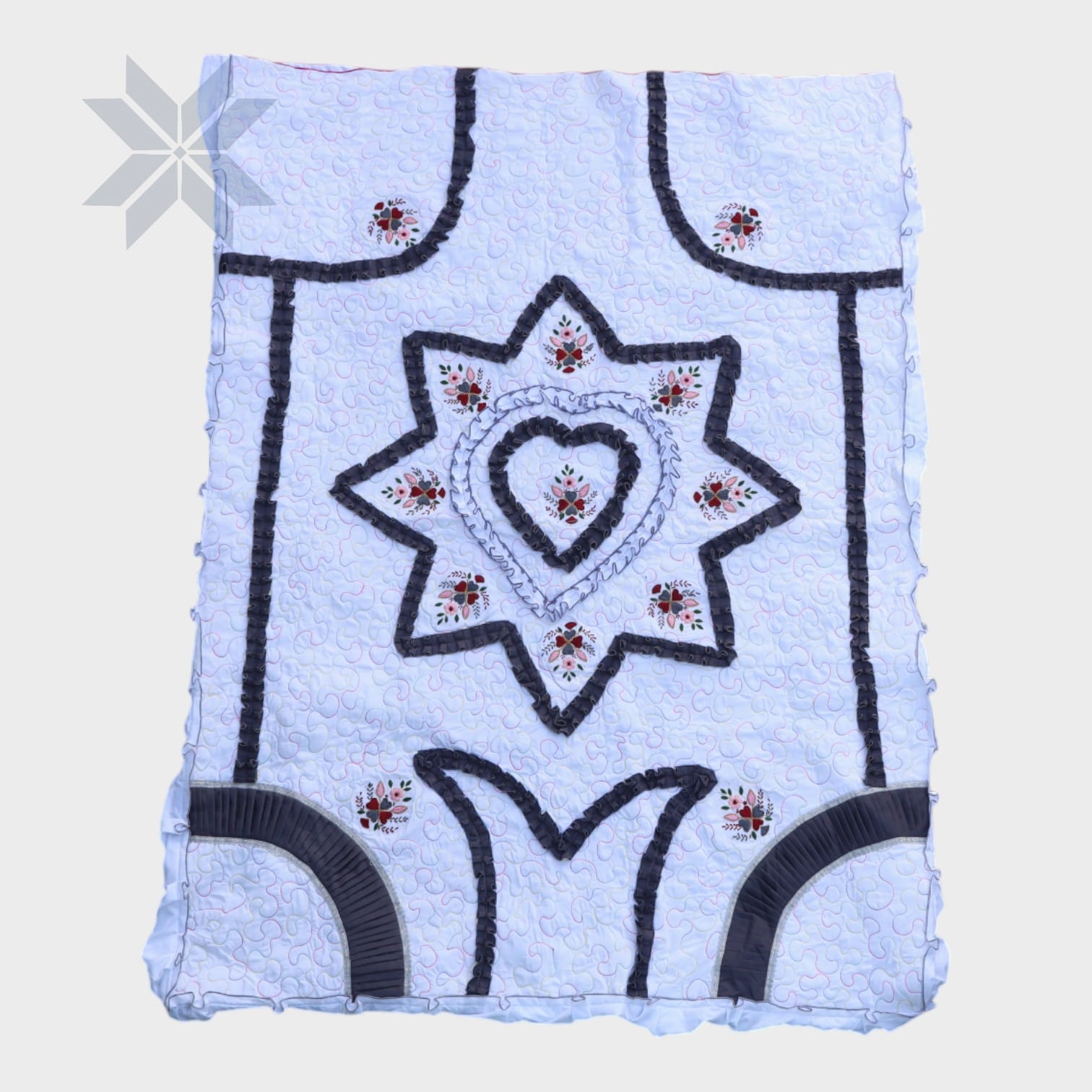 Royal White Patchwork Bed Set
