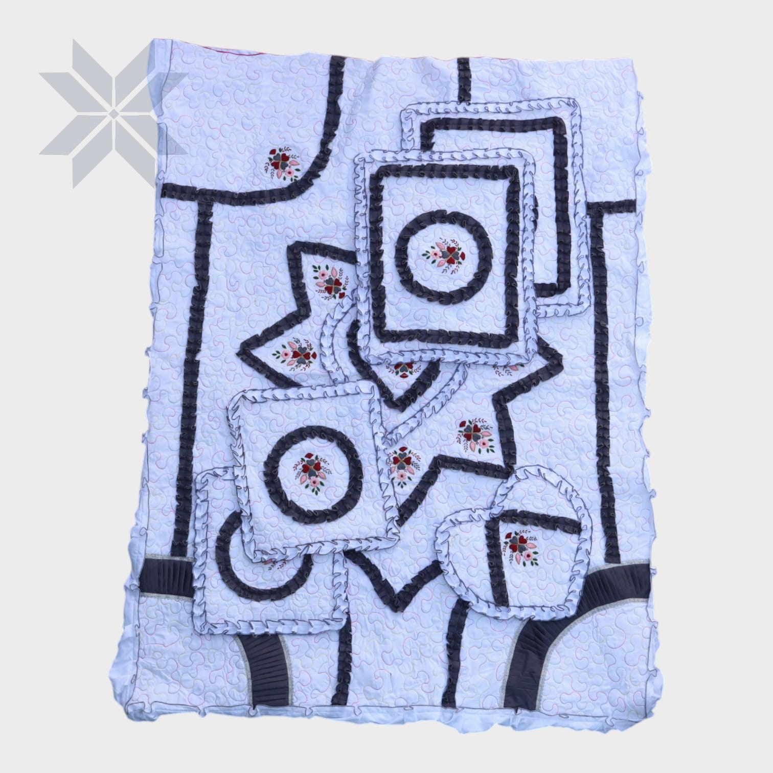 Royal White Patchwork Bed Set