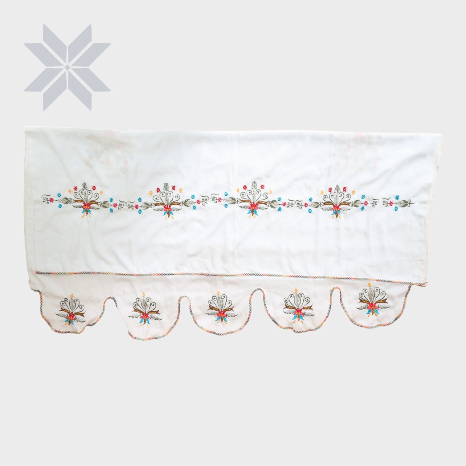 Floral Crown Embroidered Valance