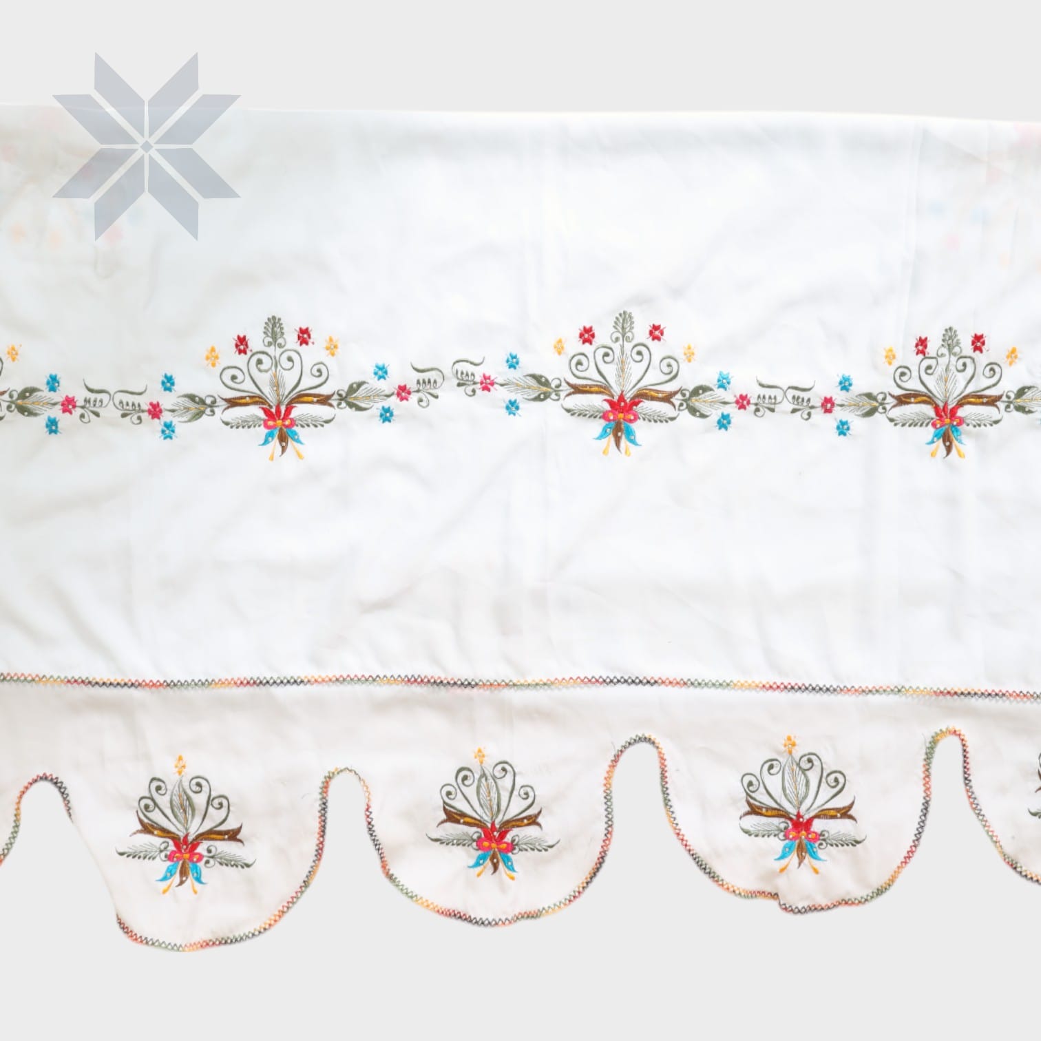 Floral Crown Embroidered Valance