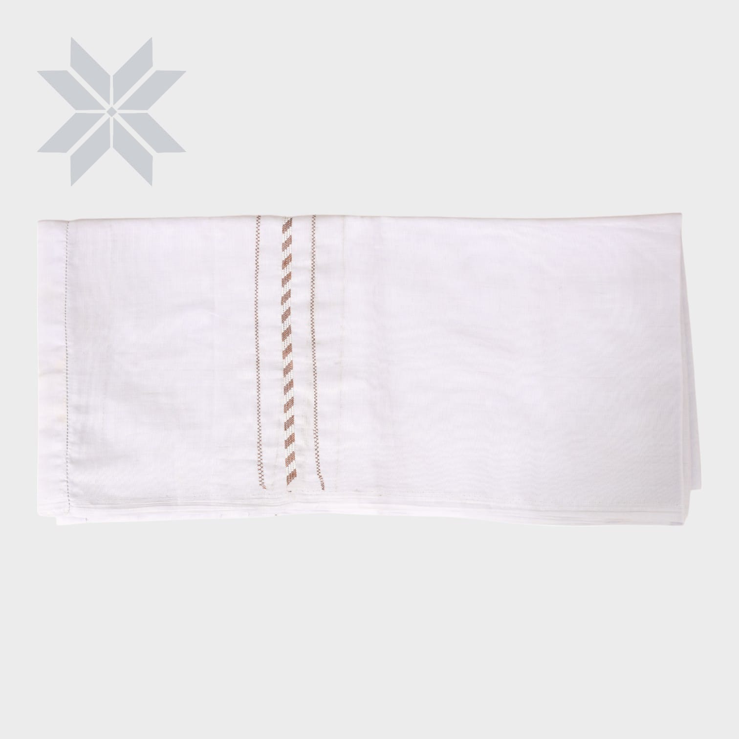 Classic Afghan White Shawl with Brown Border Embroidery